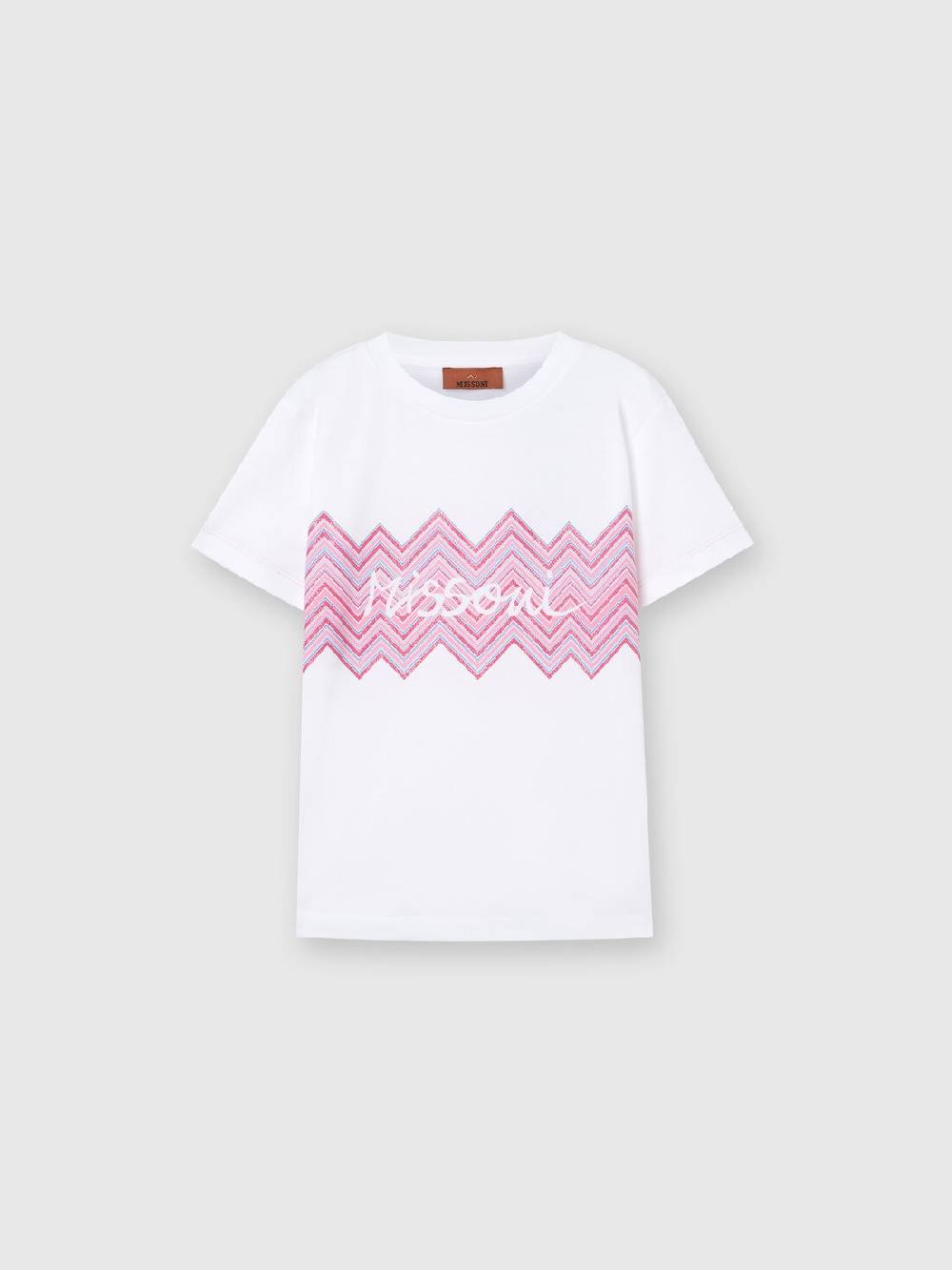 M Missoni T-shirt in jersey di cotone con inserto chevron e logo Shopping Online