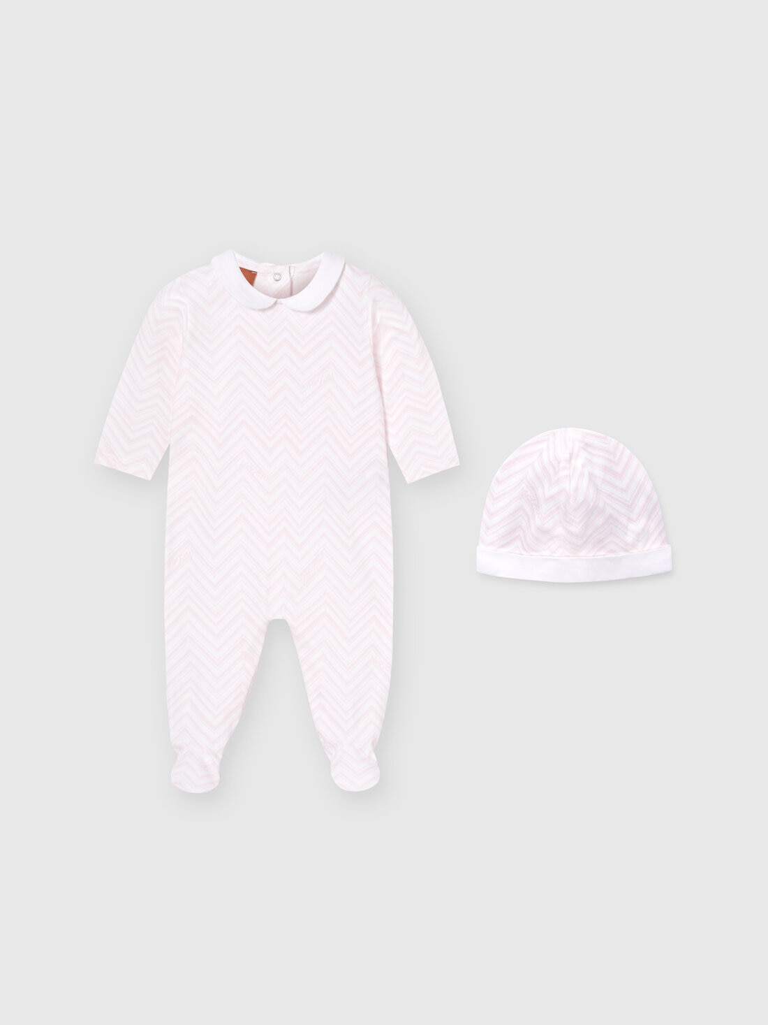 M Missoni Set due pezzi con tutina e zuccotto in cotone zig zag Convenienza