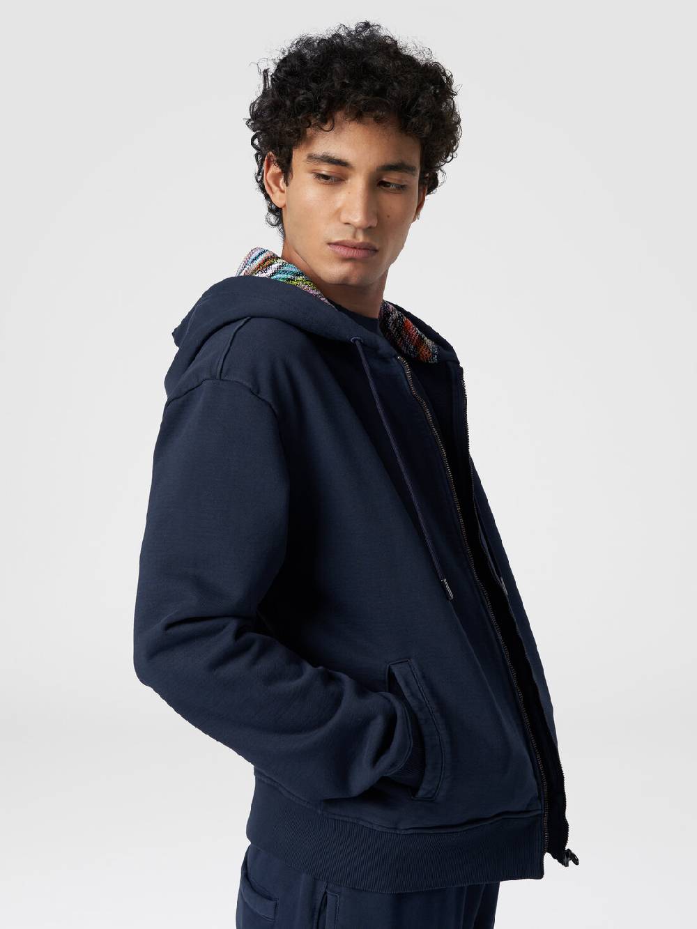 M Missoni Cardigan in felpa di cotone con cappuccio foderato in maglia Sconto