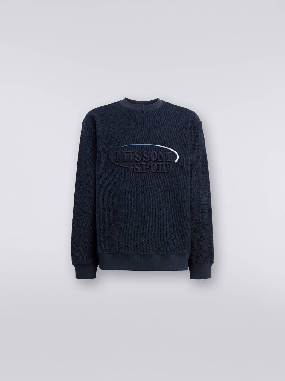 M Missoni Felpa girocollo in cotone garzato con macro-logo ricamato Offerta