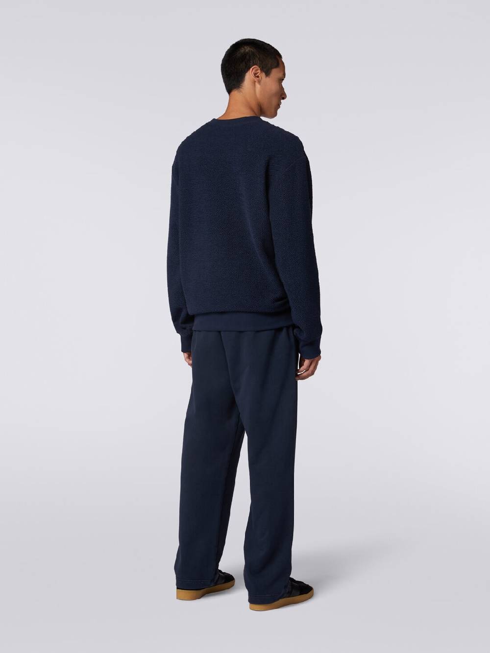 M Missoni Felpa girocollo in cotone garzato con macro-logo ricamato Offerta