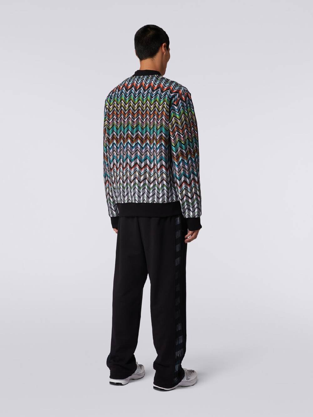 M Missoni Cardigan in maglia zig zag con profili tinta unita In Vendita