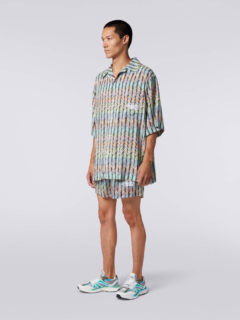M Missoni Boxer mare in nylon stampato con logo Vendita Calda