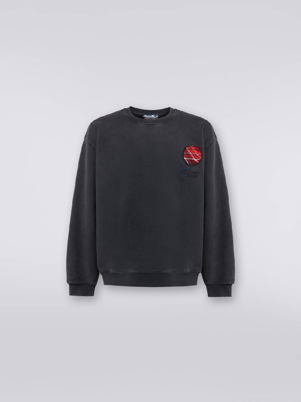 M Missoni Pullover girocollo in felpa di cotone con inserto in maglia Saldi Di Fabbrica