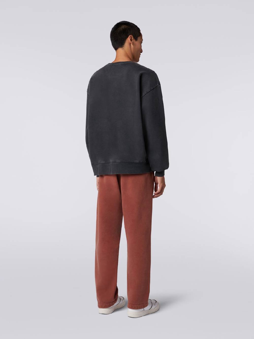 M Missoni Pullover girocollo in felpa di cotone con inserto in maglia Saldi Di Fabbrica