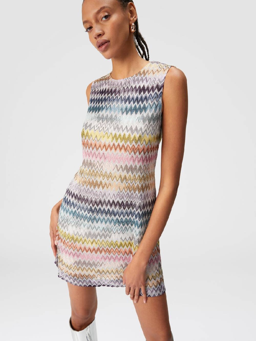 M Missoni Mini-abito senza maniche in viscosa zig zag lamé Offerta temporanea