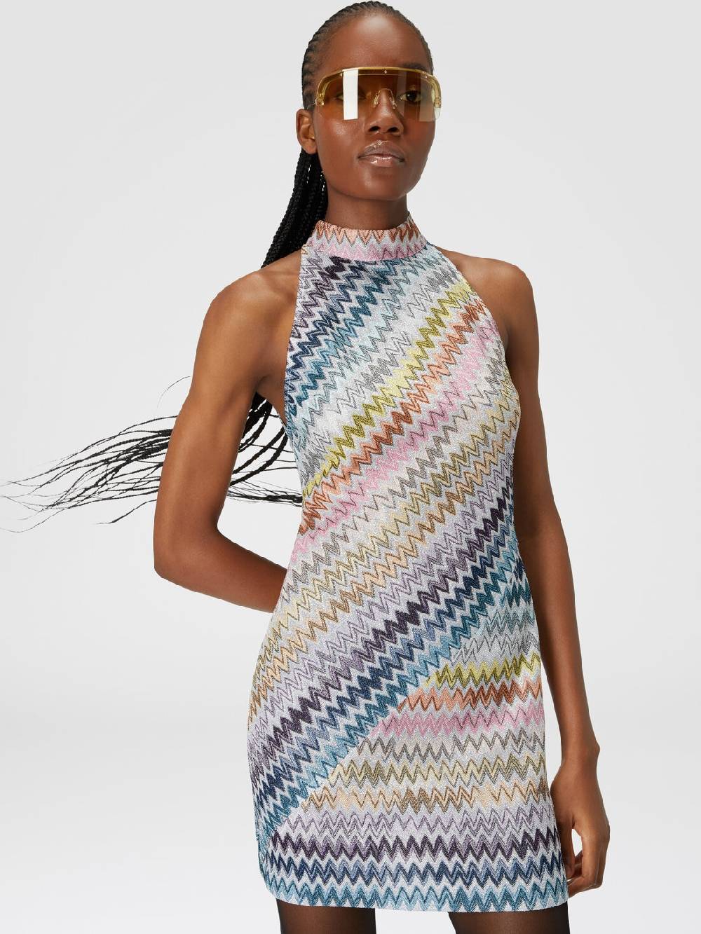 M Missoni Mini-abito senza maniche in viscosa zig zag lamé Offerte esclusive