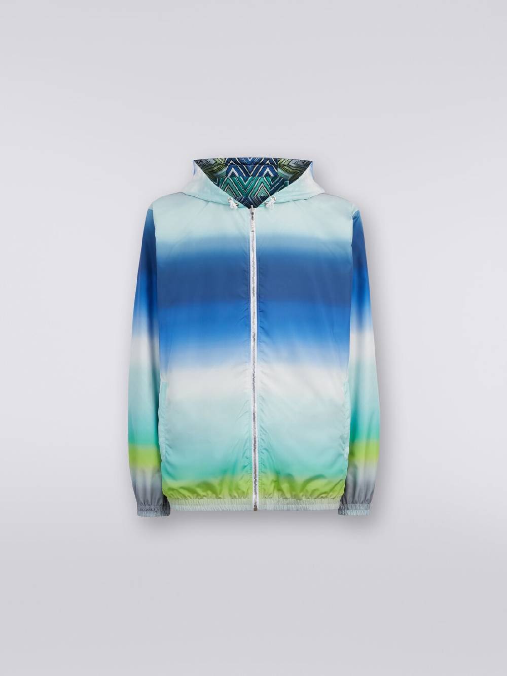 M Missoni Giacca a vento reversibile in tessuto zig zag dégradé 2025