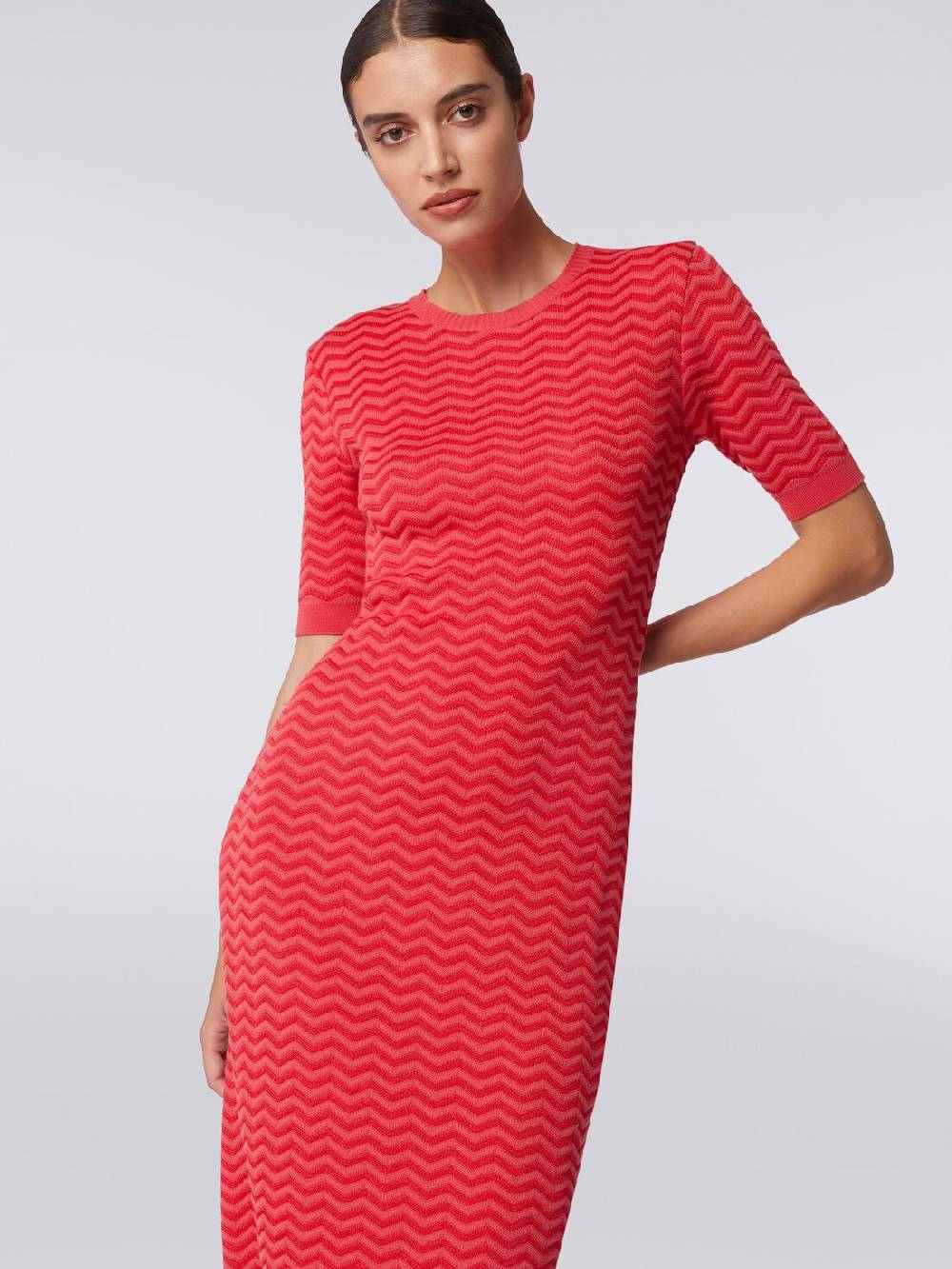 M Missoni Abito longuette girocollo in maglia chevron Pezzi Unici