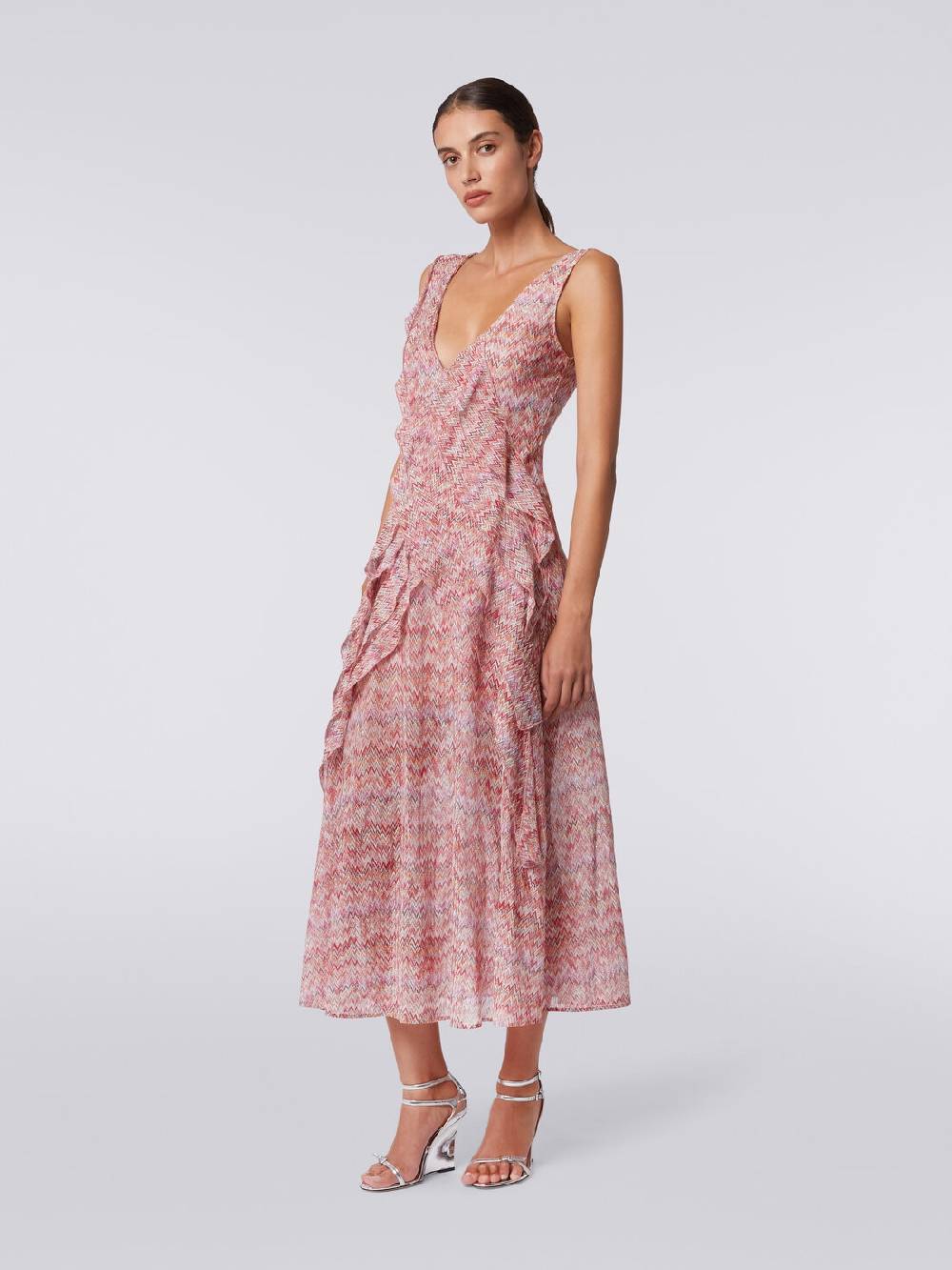 M Missoni Abito midi motivo snake con balze e lurex Ultimi tre giorni