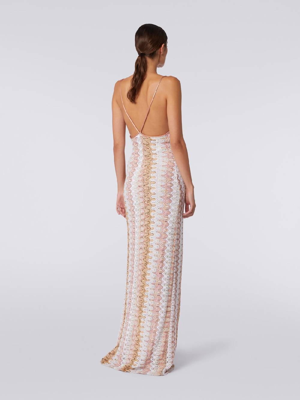 M Missoni Abito lungo effetto pizzo con scollatura drappeggiata e spacco Shopping Online