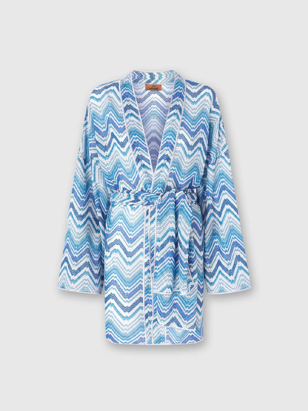 M Missoni Copricostume corto a vestaglia in crochet chevron con lurex Presa