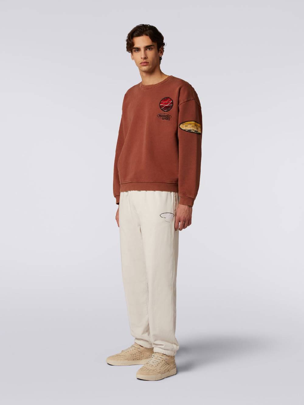 M Missoni Pullover girocollo in felpa di cotone con inserto in maglia Outlet