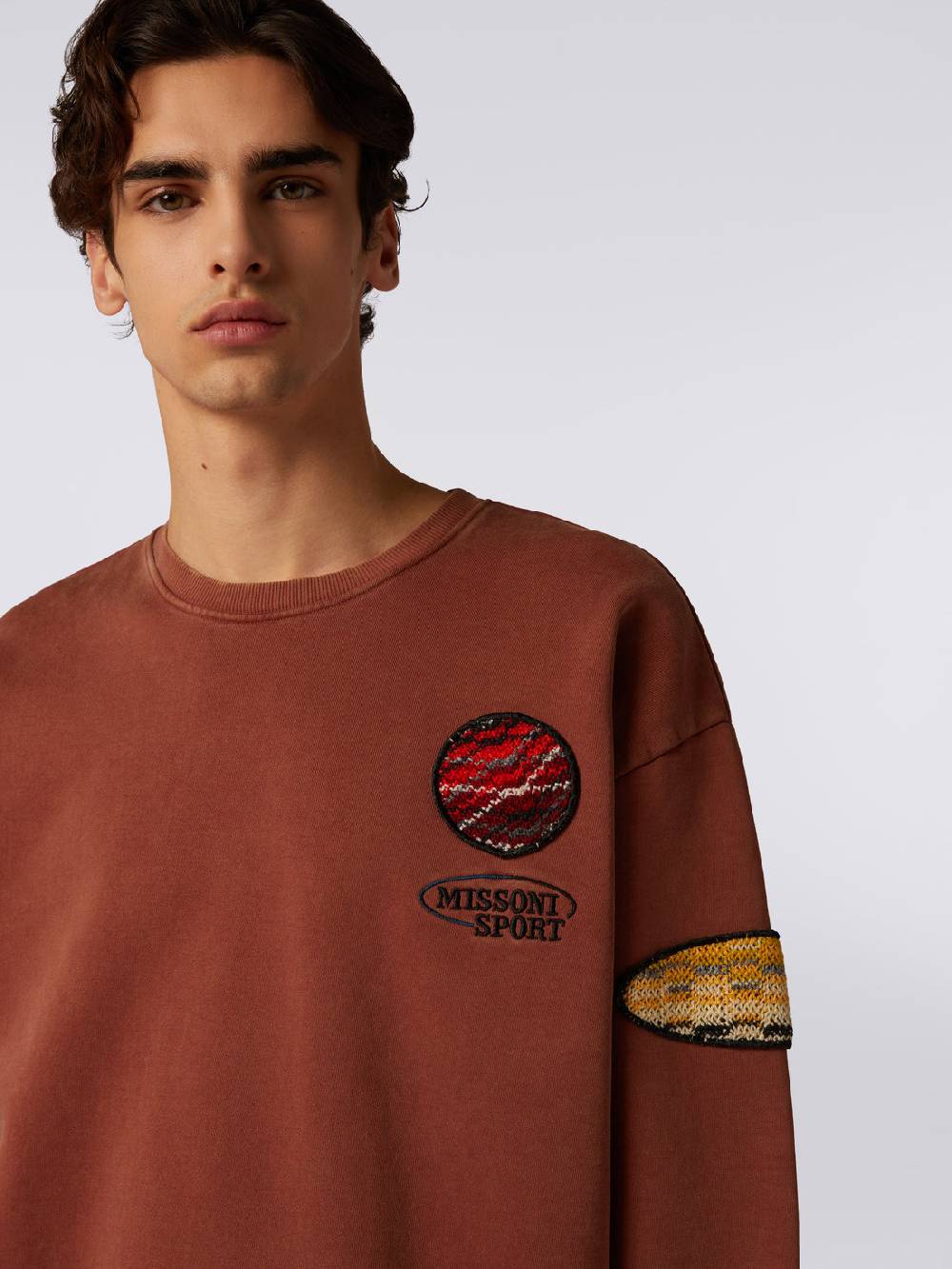 M Missoni Pullover girocollo in felpa di cotone con inserto in maglia Outlet