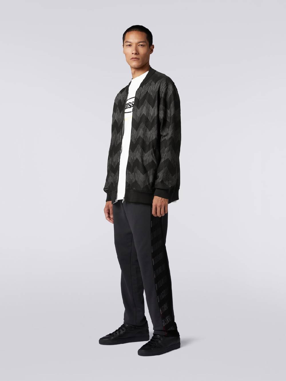 M Missoni Bomber in misto cotone zig zag in collaborazione con Mike Maignan In Vendita
