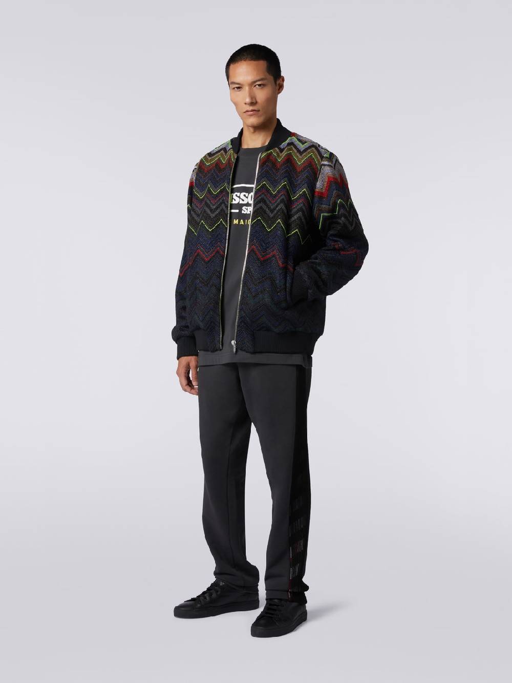 M Missoni Bomber in misto lana e cotone chevron in collaborazione con Mike Maignan Vendita Calda