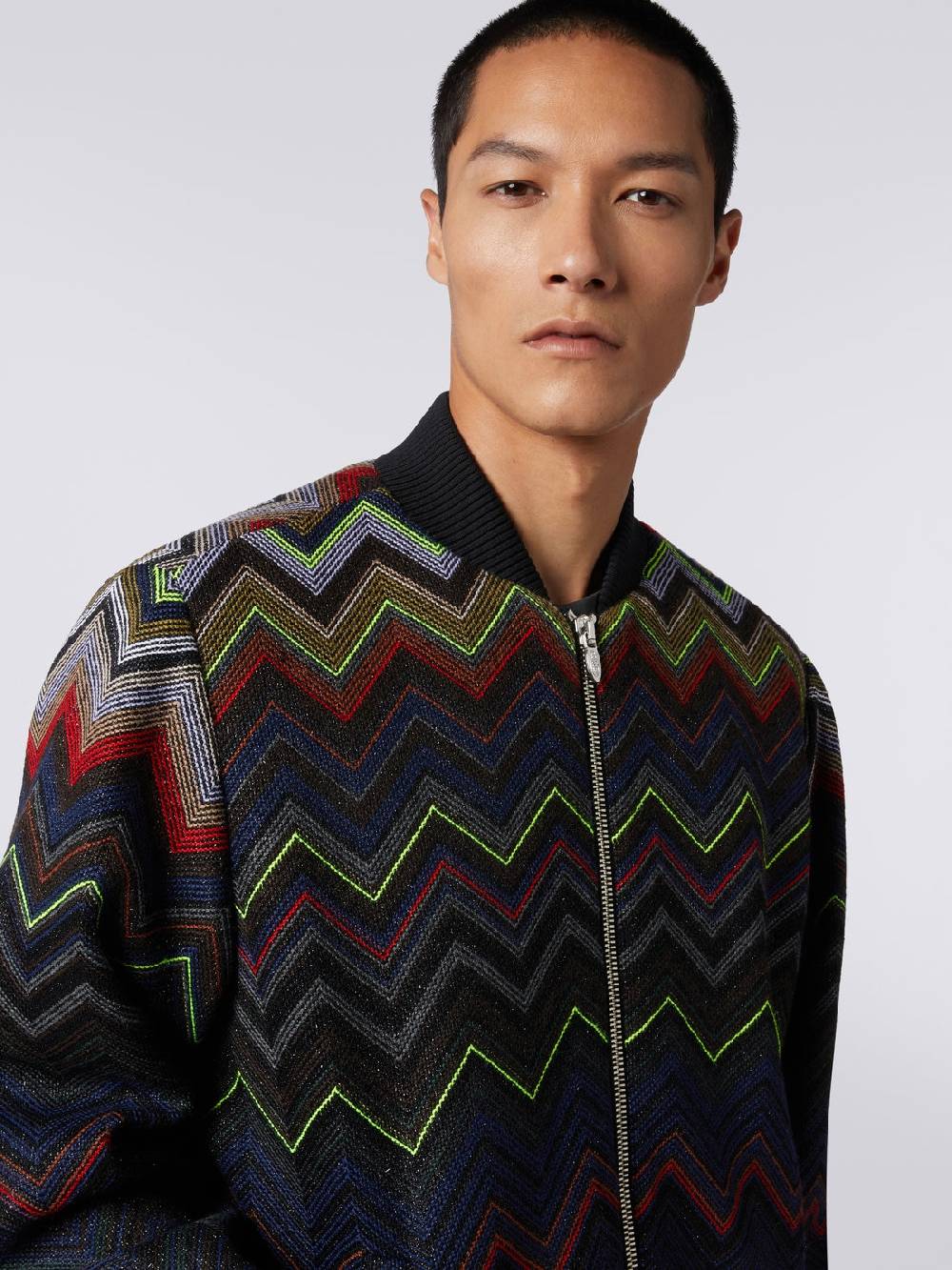 M Missoni Bomber in misto lana e cotone chevron in collaborazione con Mike Maignan Vendita Calda