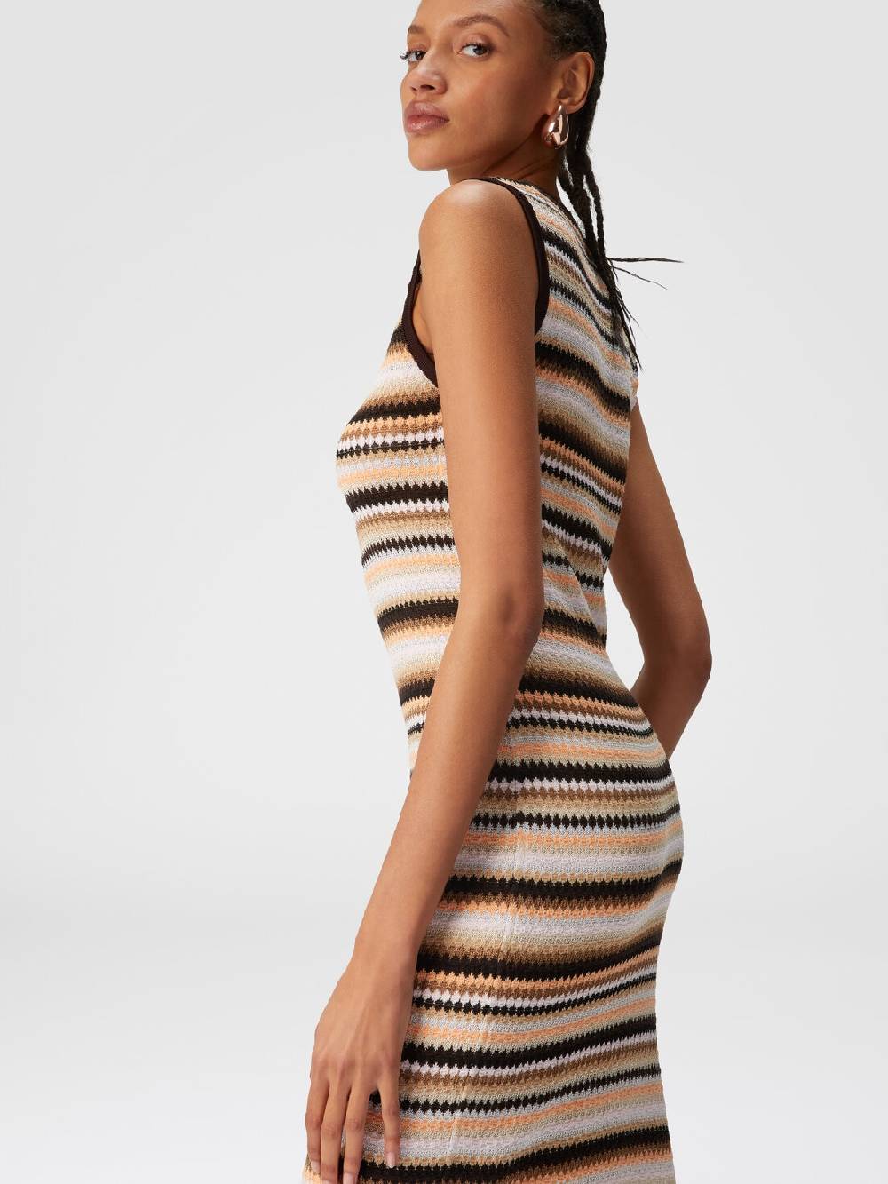 M Missoni Abito midi senza maniche in lana e viscosa a righe Nuovo