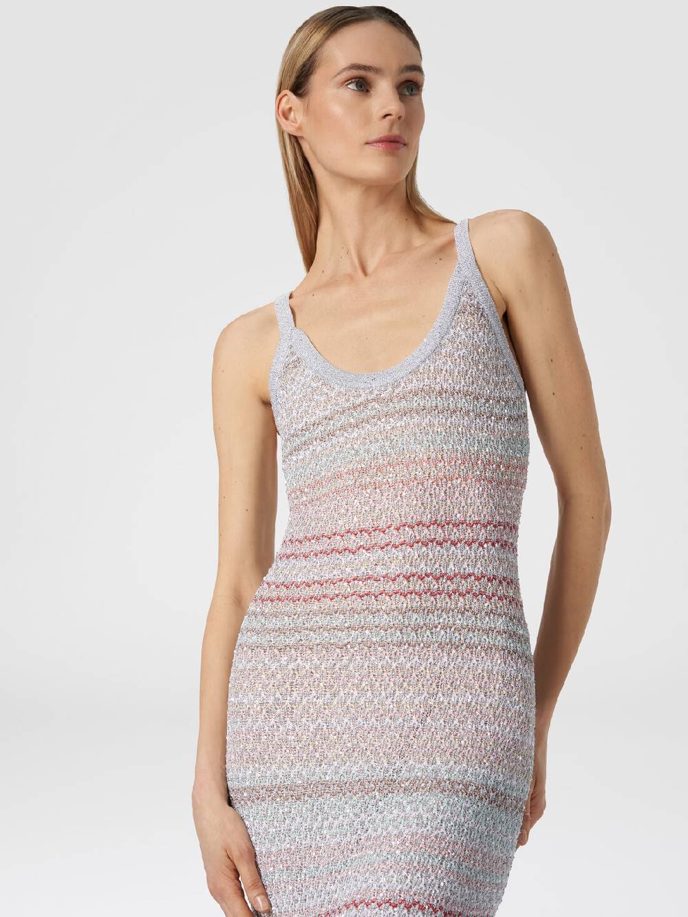 M Missoni Abito lungo in maglia zig zag con trama effetto uncinetto 2025