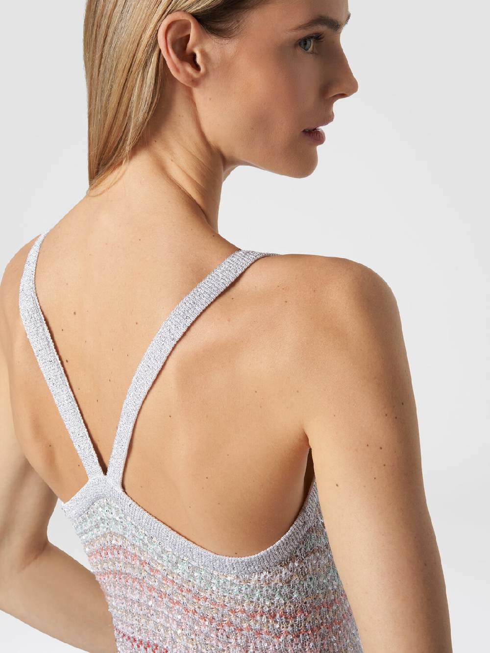 M Missoni Abito lungo in maglia zig zag con trama effetto uncinetto 2025