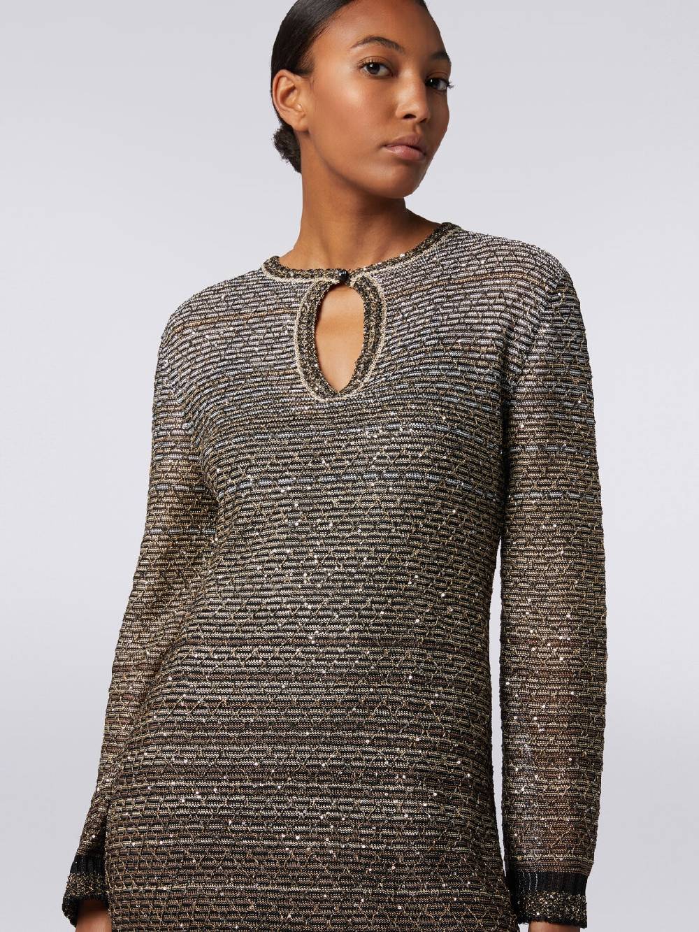 M Missoni Abito lungo in maglia dégradé con paillettes Nuovo