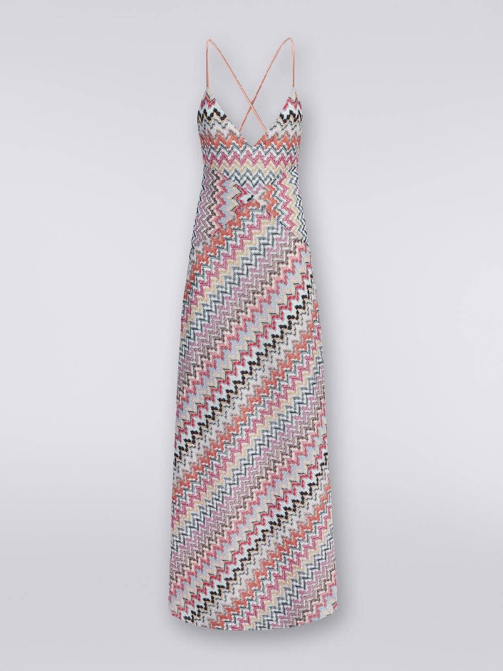 M Missoni Abito lungo in misto viscosa patchwork con lurex Qualità
