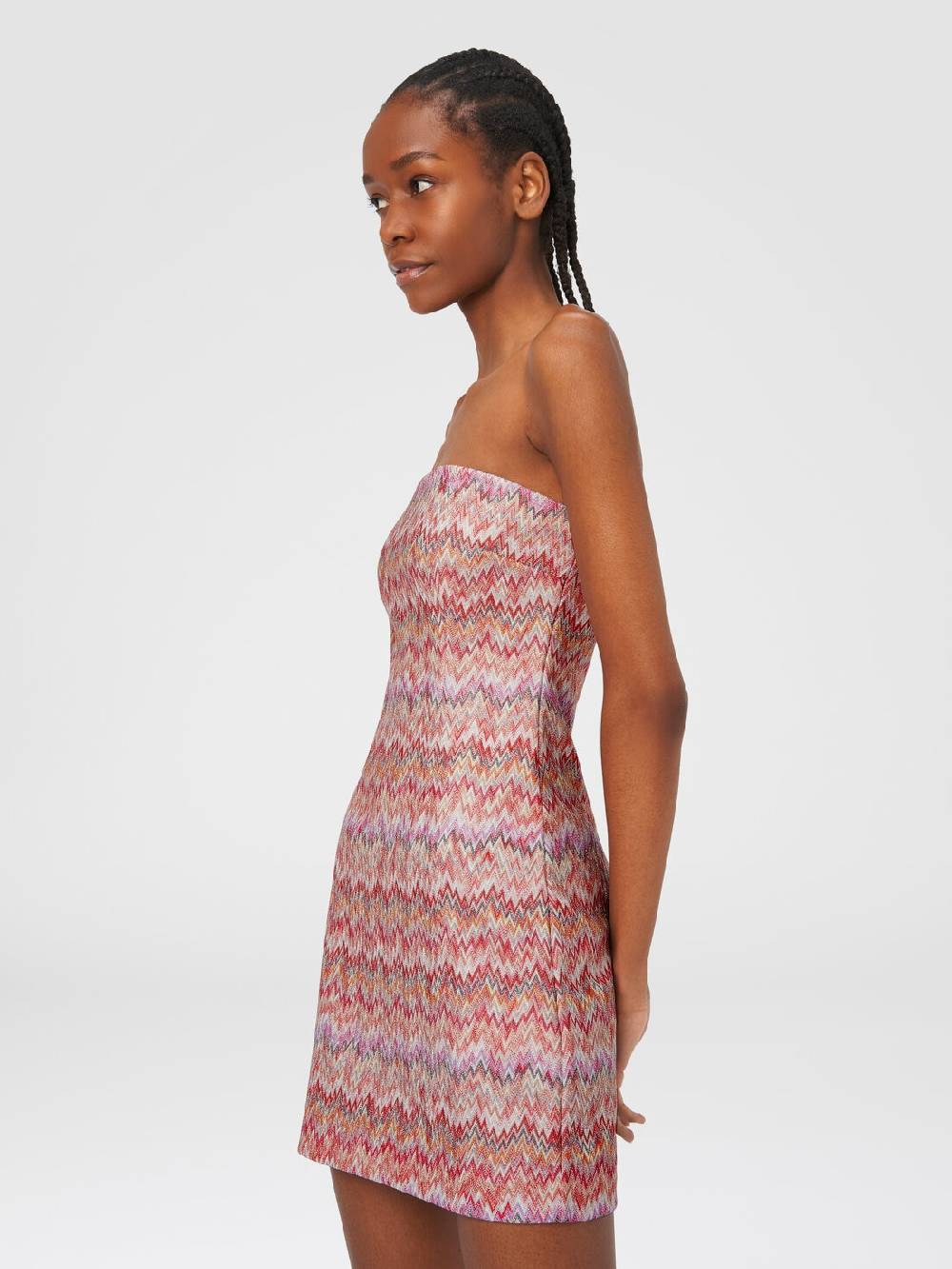 M Missoni Mini-abito in viscosa lamé chevron Vendita