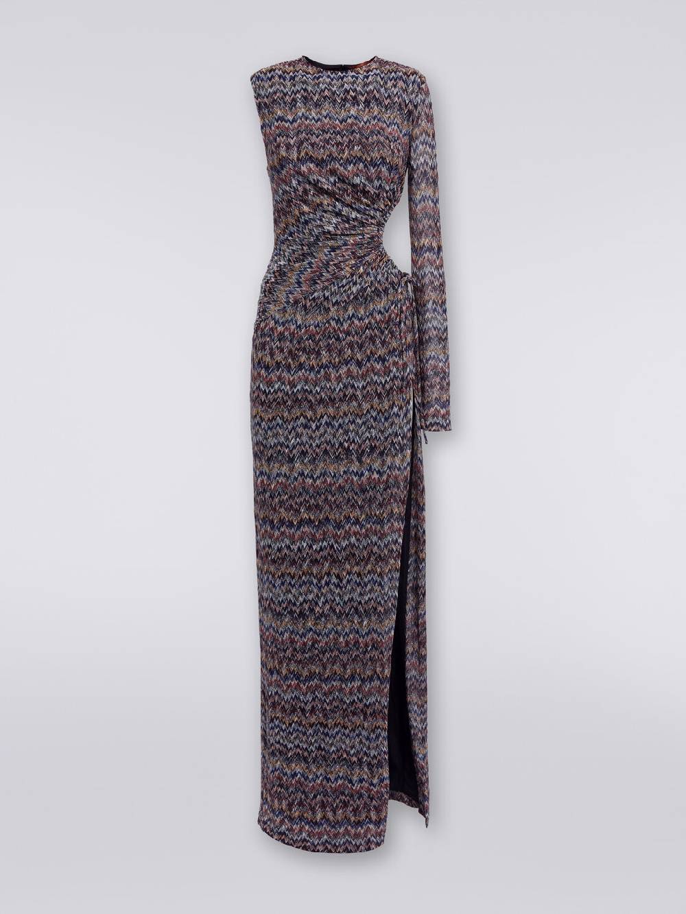 M Missoni Abito lungo monospalla con dettaglio cut-out e spacco Promozione