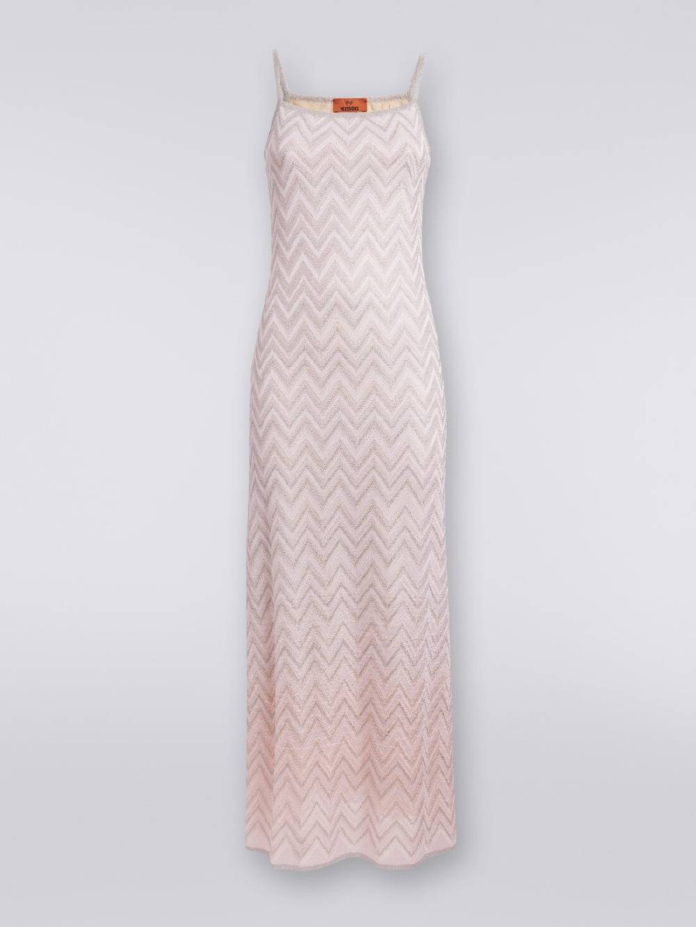 M Missoni Abito lungo senza maniche in viscosa lamé zig zag Spedizione Gratuita