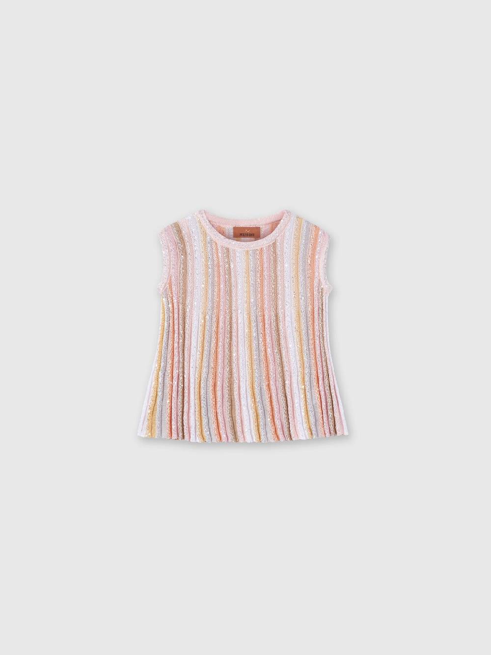 M Missoni Top senza maniche in maglia di viscosa plissée con paillettes Consegna Veloce