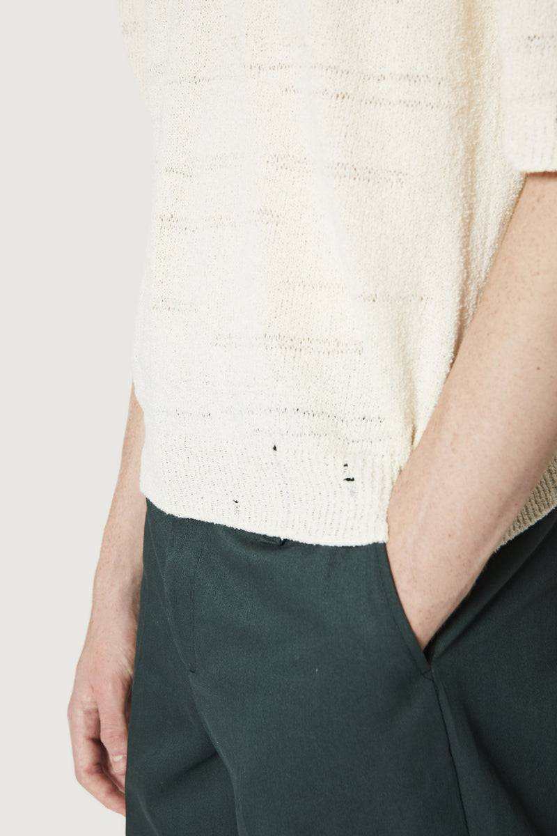 ﻿Paura ADAM KNIT POLO SHIRT OFF WHITE Saldi Di Fabbrica