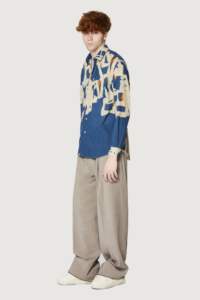 Paura BRUCE OVERSIZED SHIRT MODULO BLUE In Saldo