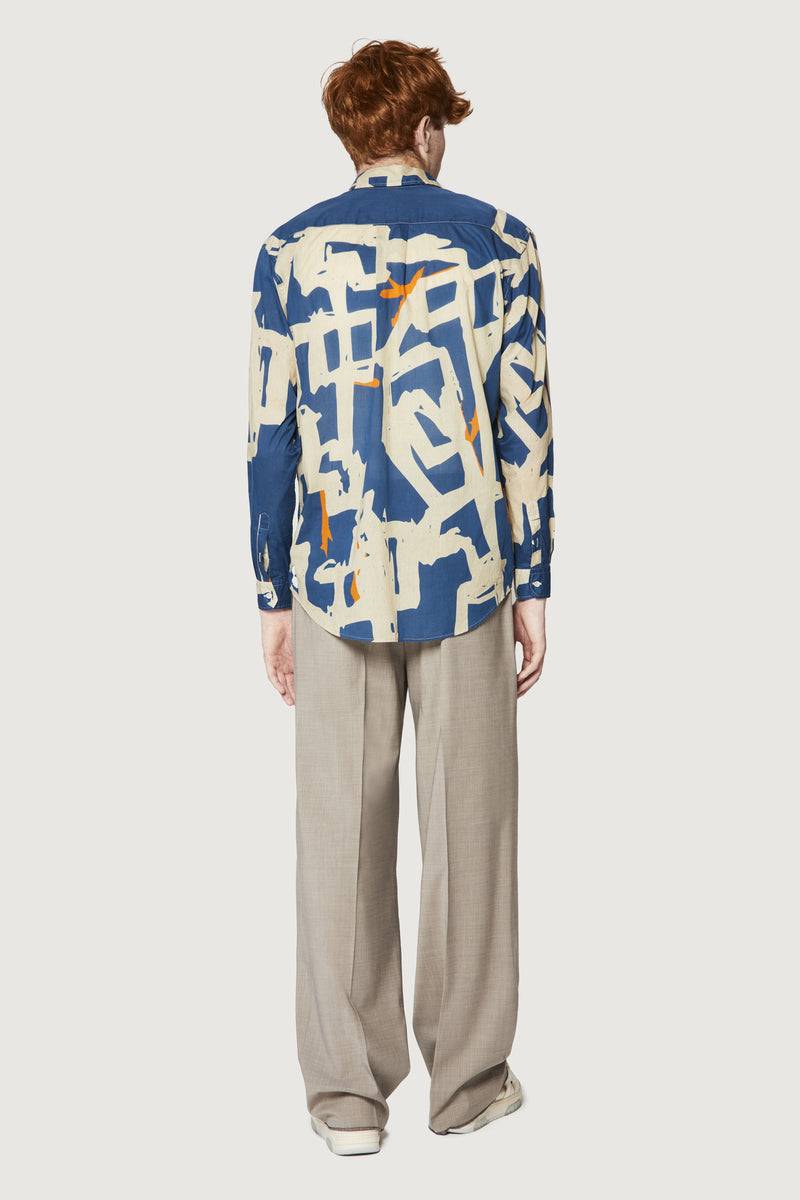 Paura BRUCE OVERSIZED SHIRT MODULO BLUE In Saldo
