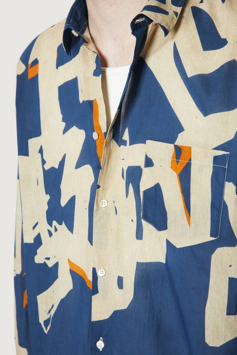 Paura BRUCE OVERSIZED SHIRT MODULO BLUE In Saldo