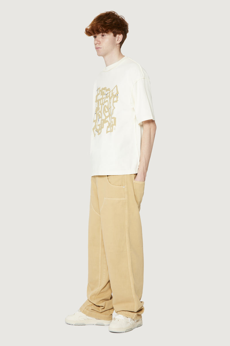 Paura COSTA OVERSIZED T-SHIRT MODULO OFF-WHITE Pezzi Unici