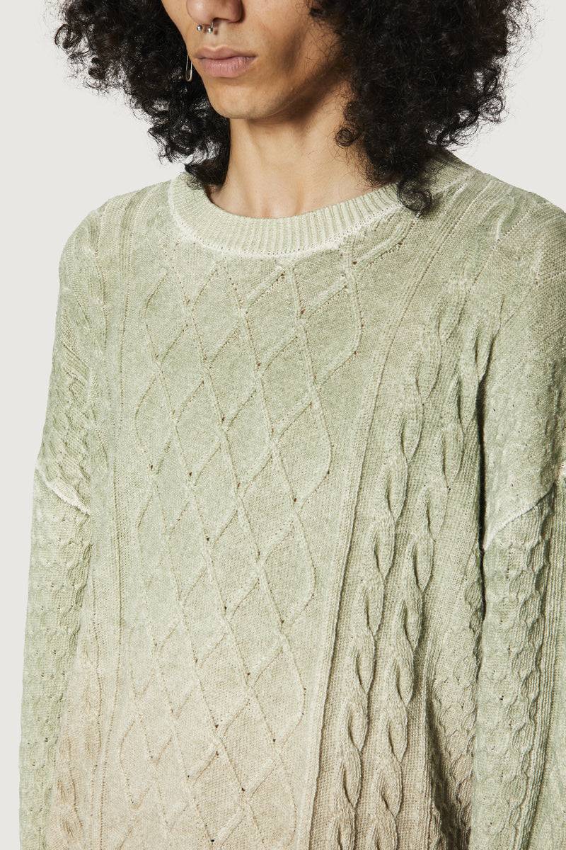 Paura DEREK SWEATER GREEN/BEIGE Shopping Online