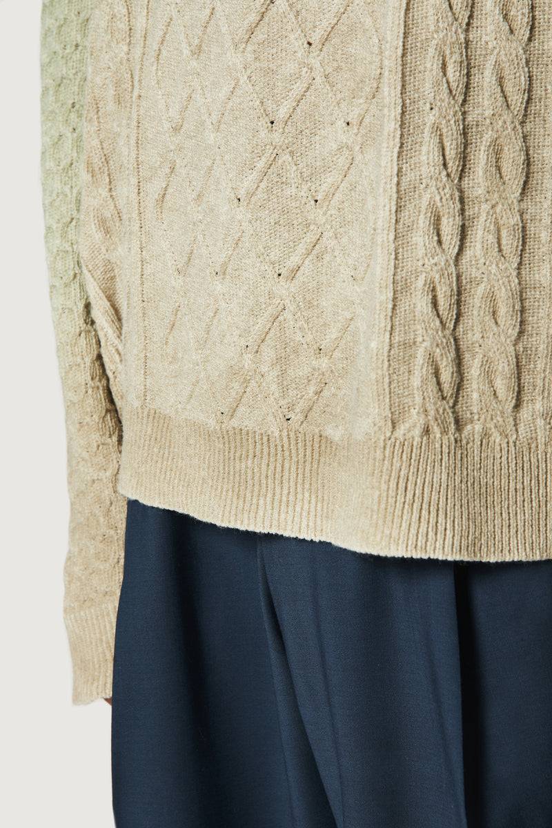 Paura DEREK SWEATER GREEN/BEIGE Shopping Online