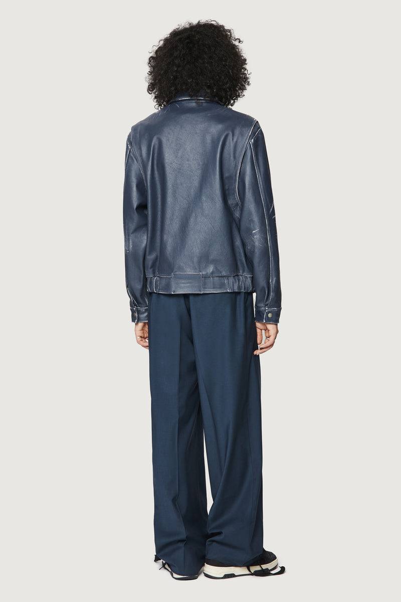 Paura EFREM LEATHER JACKET BLUE Affare Del Giorno