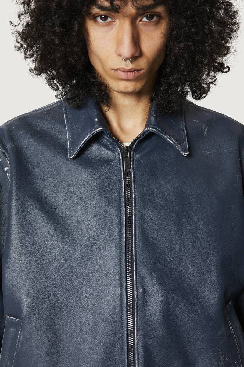 Paura EFREM LEATHER JACKET BLUE Affare Del Giorno