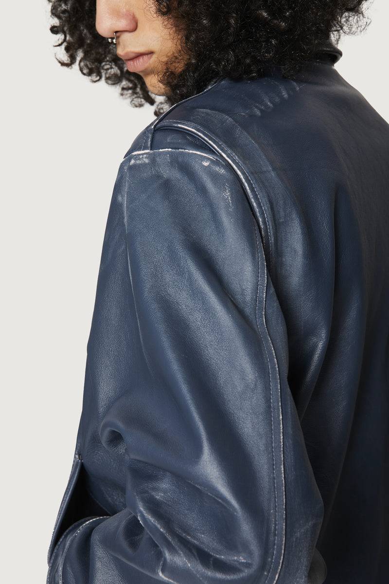 Paura EFREM LEATHER JACKET BLUE Affare Del Giorno