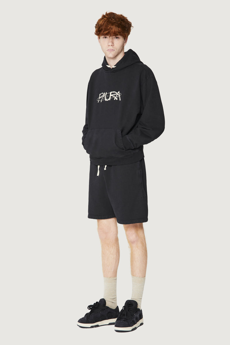 Paura SANTI HOODIE SWEATSHIRT COSMIC LOGO BLACK Offerte