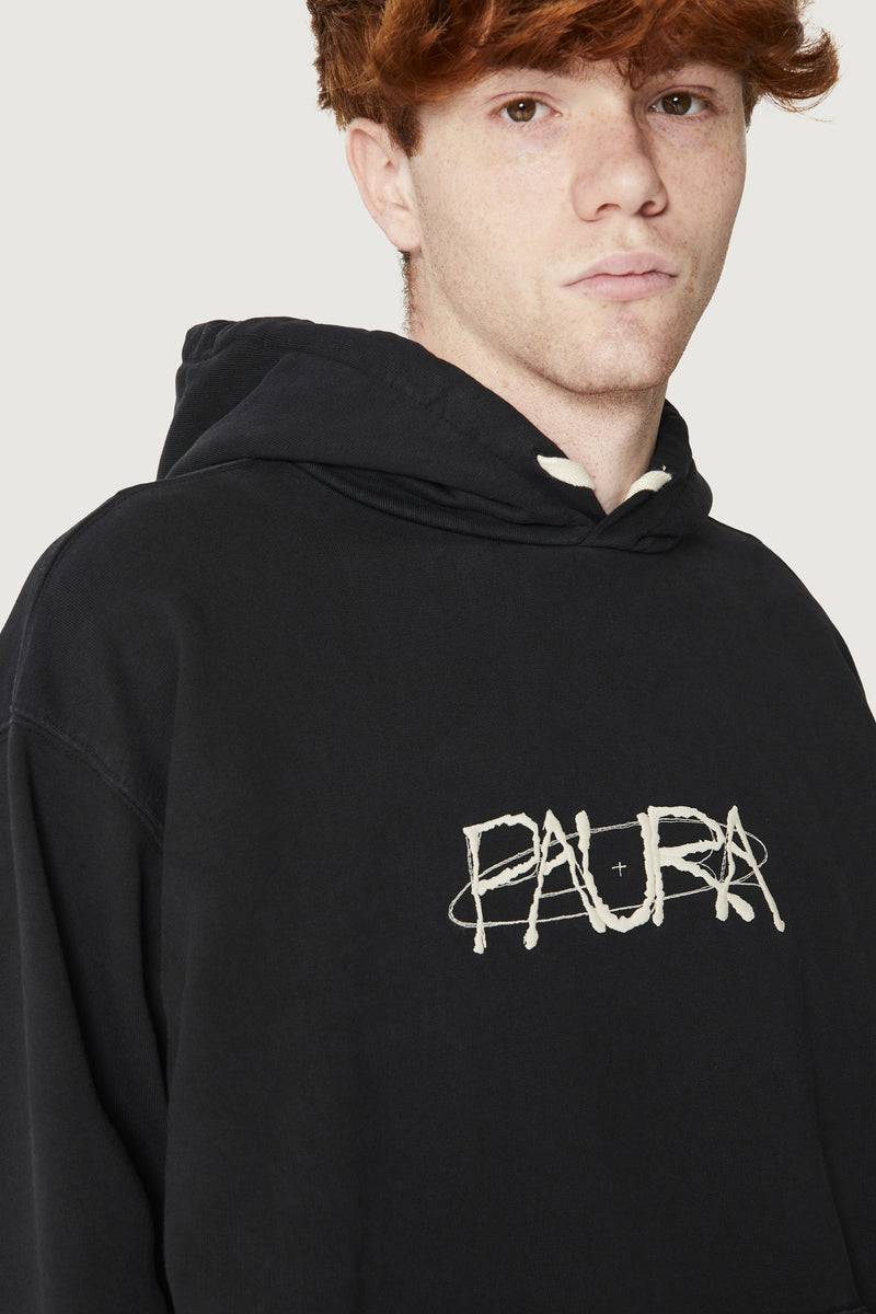 Paura SANTI HOODIE SWEATSHIRT COSMIC LOGO BLACK Offerte