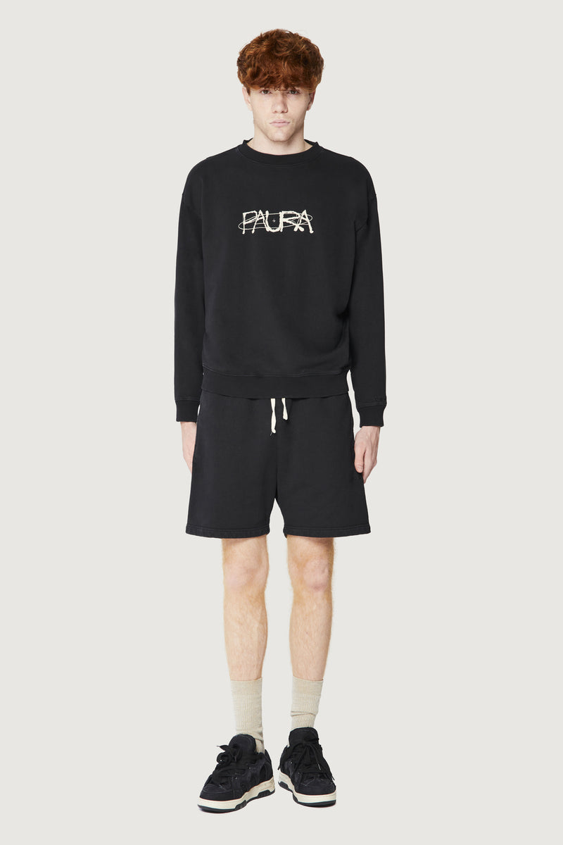 Paura SAMUEL CREWNECK SWEATSHIRT COSMIC LOGO BLACK Pezzi Unici