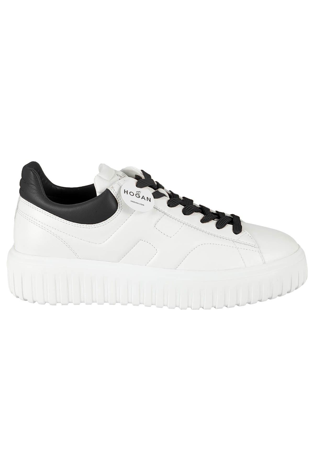 HOGAN Snekers H Stripes Allacciato Bianco Nero