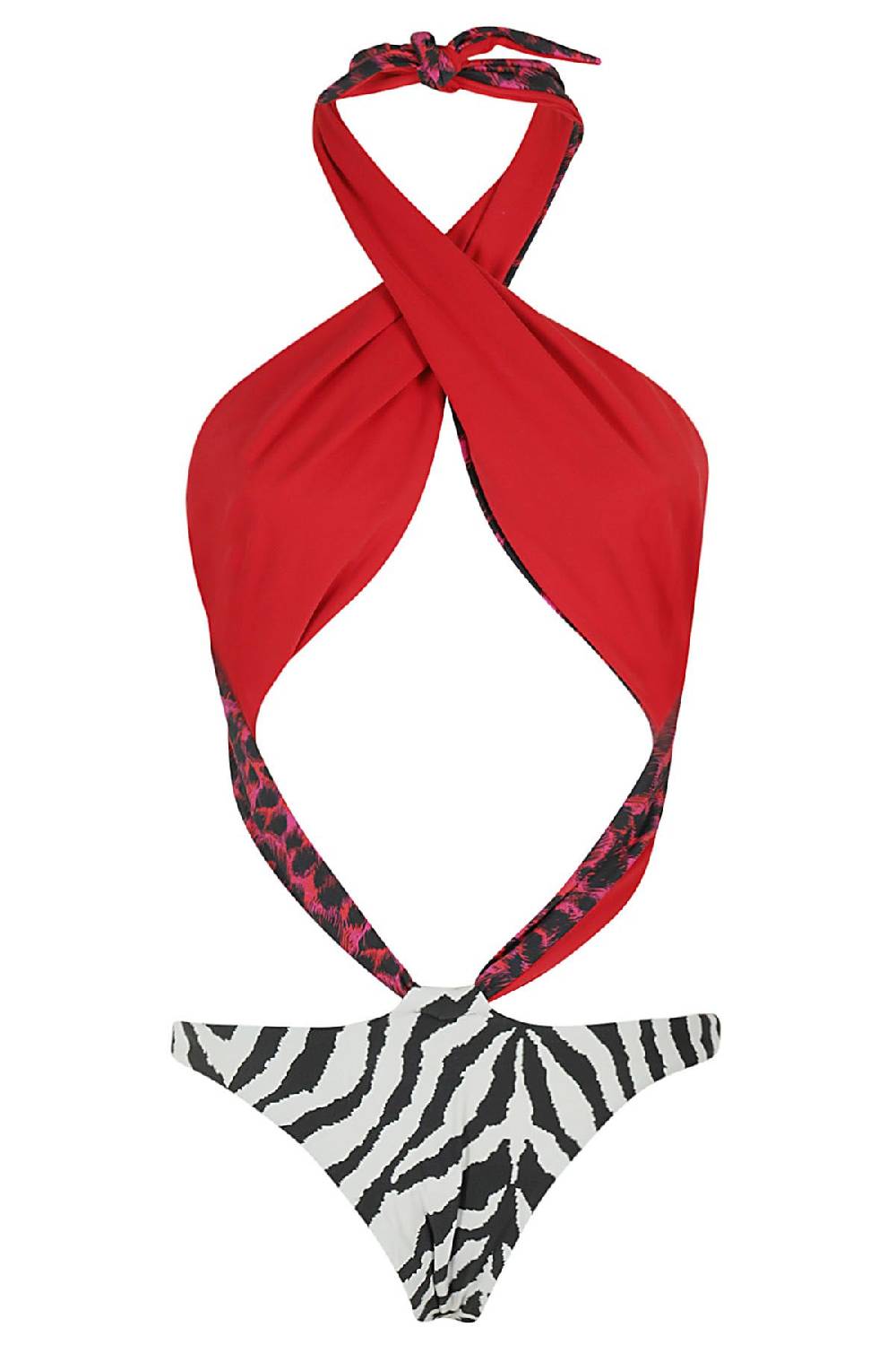 REINA OLGA Costume Trikini Showpony Red Leo White Zebra Affare Del Giorno