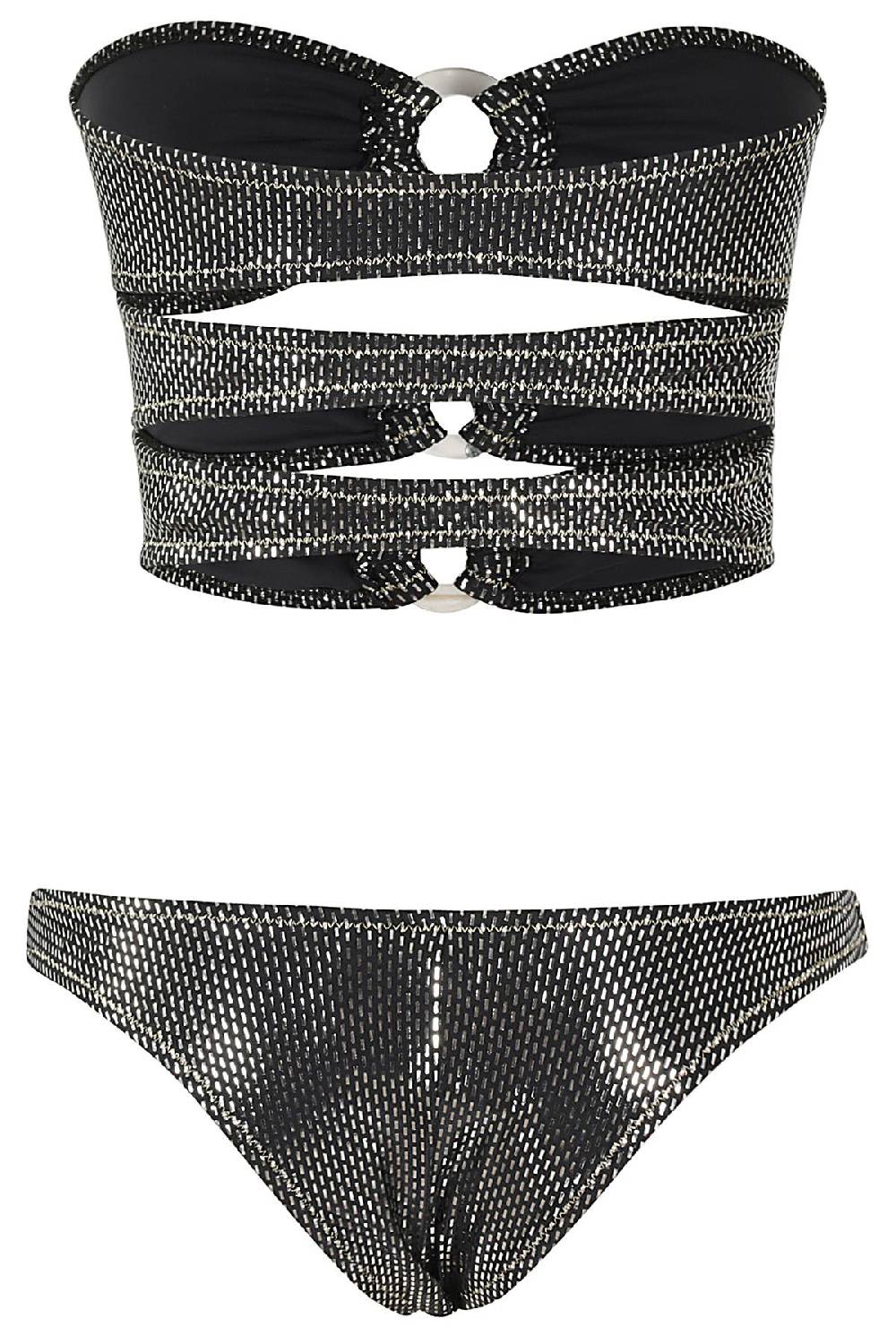 REINA OLGA Costume Bikini Bandeau Black Lame Sconto