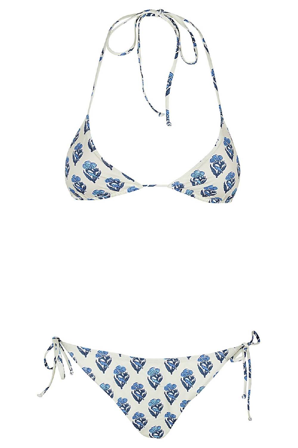 MC2 SAINT BARTH Bikini Slip Flower Bianco e blu 2025