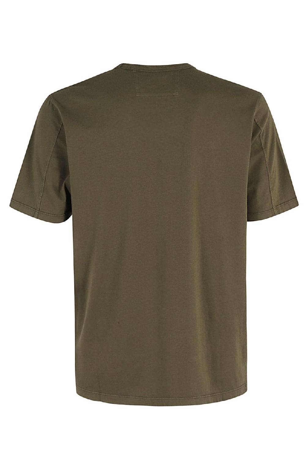 CP COMPANY T-shirt Garment Dyed Logo Verde Qualità Garantita
