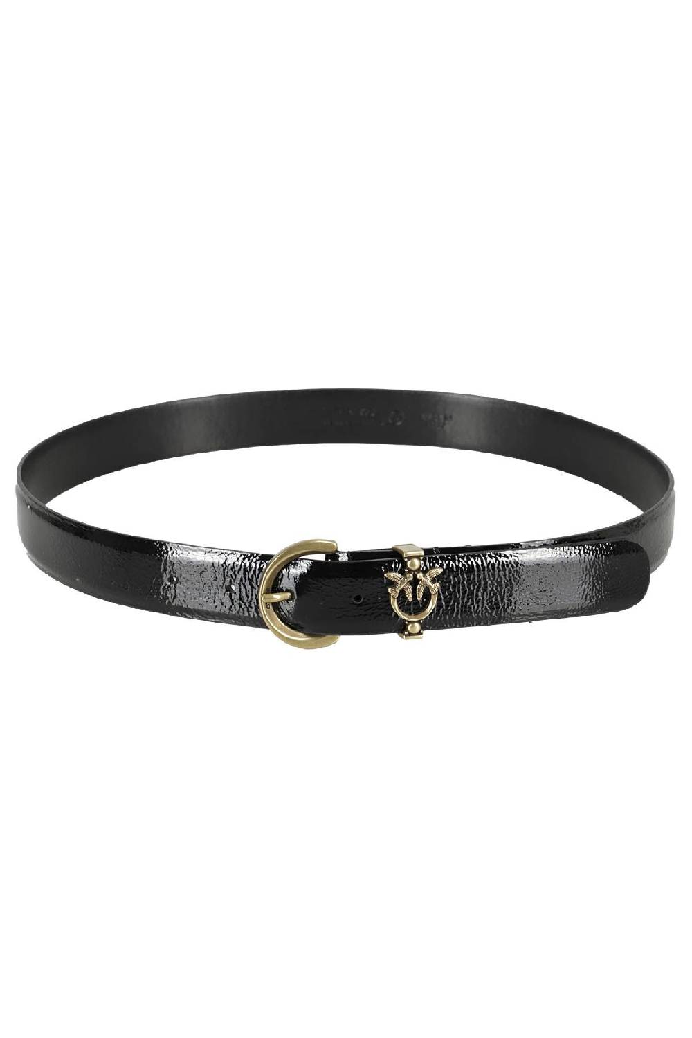 PINKO Cintura Pelle Verniciata Nera Outlet