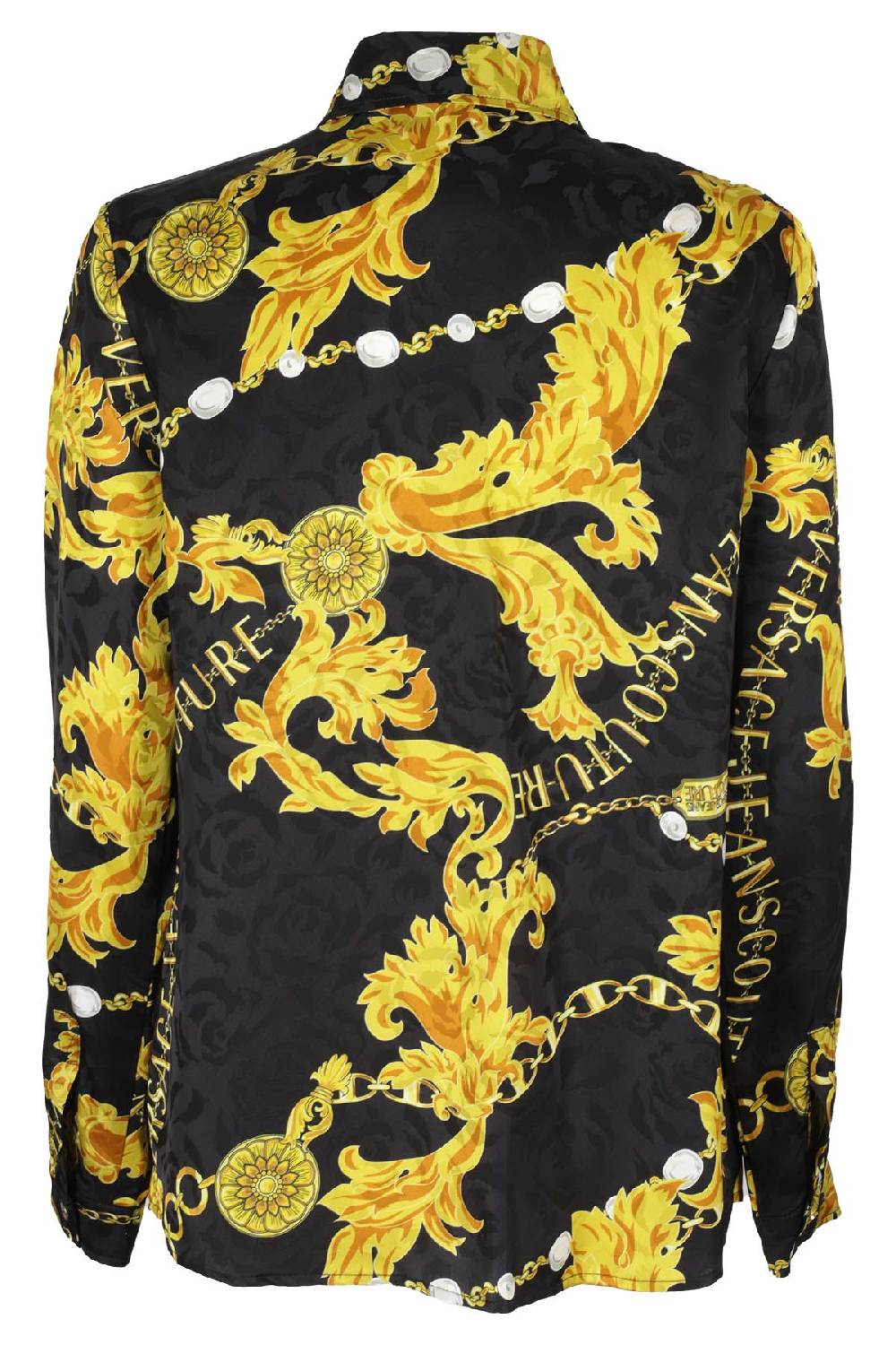 VERSACE JEANS COUTURE Camicia Jacquard Chain Oro Nero Nuovo